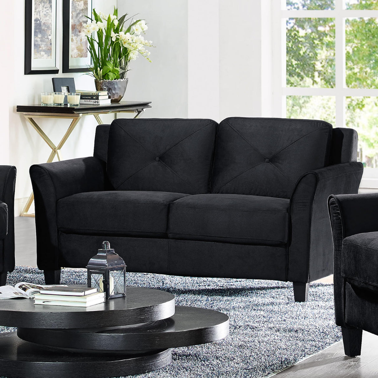 Lifestyle Solutions Harrington Loveseat, Black LifeStyle Solutions