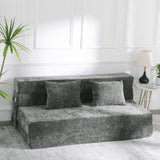 HOMBYS Folding Sofa Bed - Convertible Sleeper Chair with Pillow, 2-Layer Memory Foam Futon Couch, Multi-Functional Lazy Sofa for Living Room/Dorm/Guest Room/Home Office, Removable Cover, Grey HOMBYS