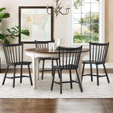 LUE BONA Upgraded Dining Chairs Set of 4, Farmhouse Wooden Spindle Back Kitchen Chairs, Windsor Dining Chairs for Kitchen and Dining Room, Black LUE BONA