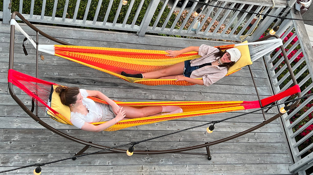 Skybed Universal Hammock Stand, Fits 2 Single Hammocks 7 ft to 14 ft Long or 1 Double Wide, Unique Head Up Mount Option for Dual Hammock Chat Mode, Heavy Duty, 600 Lbs Capacity, Indoor/Outdoor Skybed