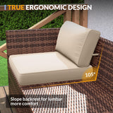 Patio Furniture Set, 7 Pieces Outdoor Modular Conversation Set Wicker Sectional Sofa for All Weather Rattan Patio Couch for Porch Garden Backyard Balcony Poolside (Khaki) Poteban