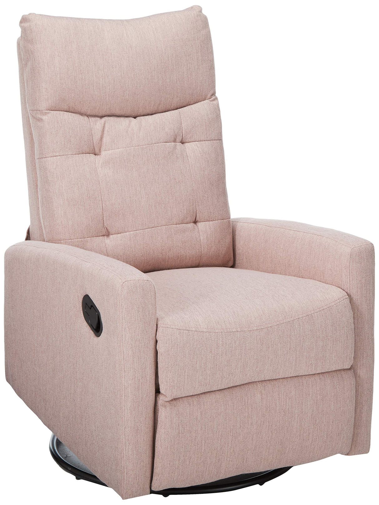 Great Deal Furniture Ishtar Contemporary Glider Swivel Push Back Nursery Recliner - Light Blush and Black Finish 25D x 35.75W x 39H in GDFStudio