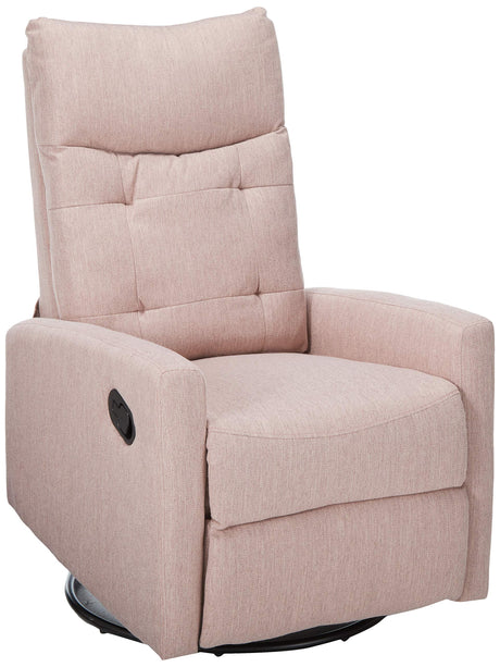 Great Deal Furniture Ishtar Contemporary Glider Swivel Push Back Nursery Recliner - Light Blush and Black Finish 25D x 35.75W x 39H in GDFStudio