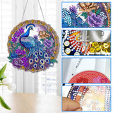 Reofrey Hanging Diamond Art Kits for Adults - 8x8 Inch Peacock Animal Acrylic Board Double Sided Pattern Diamond Painting Suncatcher Pendant, Crystal Art for Home Wall Window Decoration Handmade Gift Reofrey