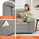 Ihanherry 71.5 Inch Loveseat Pillow-Armrest Sofa with USB/Type-C Charging Port, Modern 2-Seats Sofa for Living Room & Bedroom, Removable Medium Firm Cushion, Breathable Chenille Fabric, Grey Ihanherry