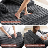 Jocisland 67 inch Chaise Lounge, No-Assembly Sofa Chaise with Throw Pillows and Armrests, Faux Fur Sleeper Sofa for Living Room, Apartments, Gray Jocisland