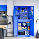 Yizosh Metal Garage Storage Cabinet with Locking Doors and Drawers, Heavy Duty Steel Tool Cabinet with Pegboard, 71" - Lockable Cabinets for Garage, Warehouse, Basement (Blue) Yizosh