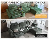 Bedeep Oversized Modular Sectional Sofa with Double Power Recliner, Cloud Reclining Couch with Headrest, Storage Drawer Charging Cup Holders, Deep L-Shaped 6 Seater with Corner, Chenille, Green Bedeep