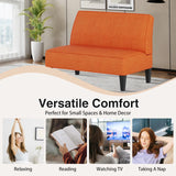 Changjie Furniture Small Loveseat Sofa Upholstered Mini Couch for Small Spaces 2-Seater Sofa Couch with Wooden Legs for Bedroom Living Room (Orange) Changjie Furniture