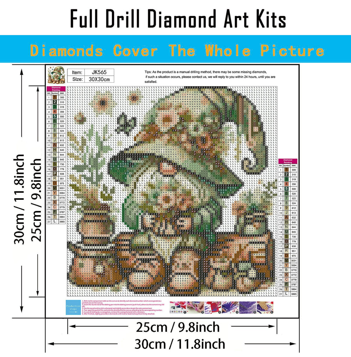 CHWGLFGG 5D Gnome Diamond Art Kits for Adults Beginners,DIY Full Round Drill Diamond Painting Kits Spring Flower,Paint by Diamonds Dot Gem Art Crystal Butterfly Easy,Home Wall Decor 11.8X11.8Inch CHWGLFGG