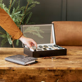 CASE ELEGANCE Solid Espresso Wood Watch Box Organizer with Glass Display Top 12 slot (Espresso) CASE ELEGANCE