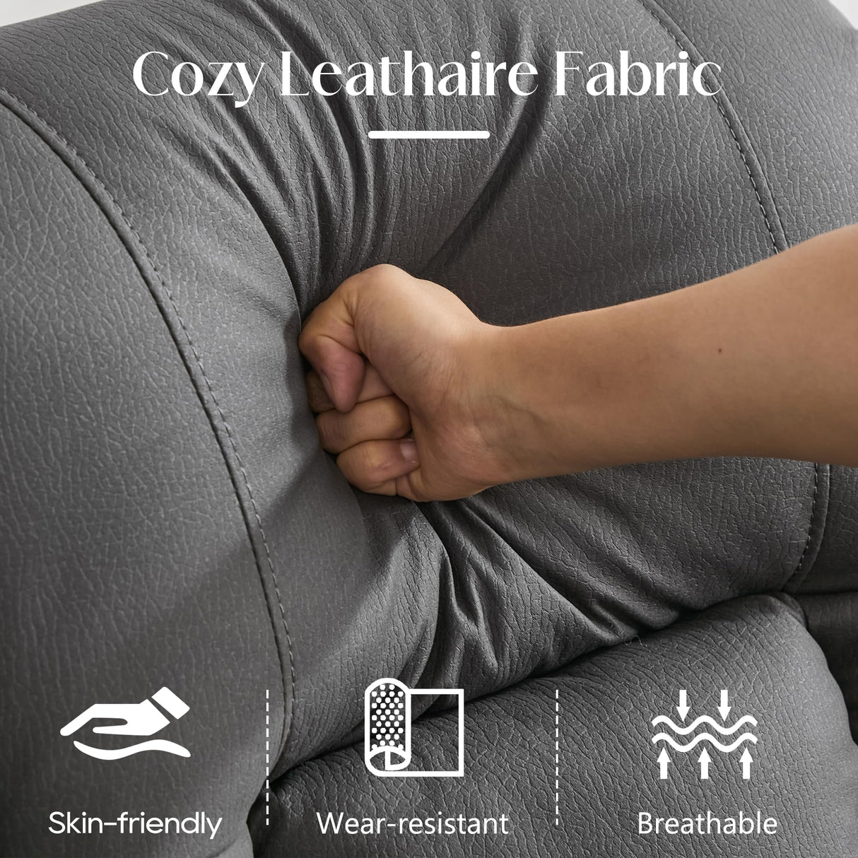 DRMBOOK Loveseat Rocker Recliner Sofa, Leathaire Fabric Dual Reclining Couch with Console, Manual Reclinable Double Seat 2 Person Recliner, RV Movie Seating for Travel Trailers Living Room (Drak Grey) DRMBOOK