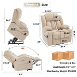 Power Lift Chair for Elderly, Electric Recliner Chair with 8-Point Vibration Massage and Lumbar Heating, Charging Ports, Cup Holders, Standing Assistance Reclining - Ivory White Luxlen