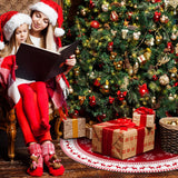 Christmas Tree Skirt 48 inch Tree Skirt Large Snowflake Reindeer Red Xmas Tree Skirt Rustic Christmas Decorations for Winter New Year Holiday Party Decor Indoor Outdoor Lukisesy