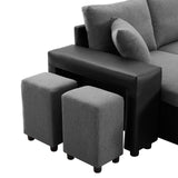 ARCLIS 92.5" Sleeper Sofa Bed, Convertible 3-Seater L-Shape Couch Bed with Storage Chaise 2 Stools Pull Out Sofa Bed, Corner Sectional Sleeper Couch for Living Room Apartment (Gray) ARCLIS