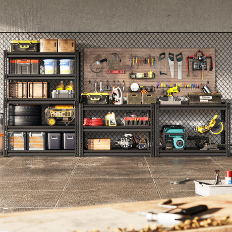 Huhaneon Heavy Duty Garage Shelves - 48''W 2,500Lbs Metal Adjustable Storage Shelving Rack Units for Warehouse Basement 5 Tier Black 47.2" W x 17.7" D x 78" H Huhaneon
