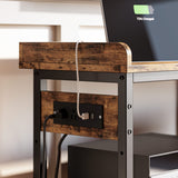 IRONCK Console Table, Sofa Table with Power Outlet, Farmhouse Hallway Table for Entryway, Living Room, Height Adjustable, Easy Assembly, Rustic Brown,55" IRONCK