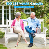 nalone Outdoor Bench, HDPE All Weather Patio Bench Load up to 800 Lbs, 2-Person Garden Bench Rot-Proof Fade Proof for Patio, Porch, and Park (White) nalone