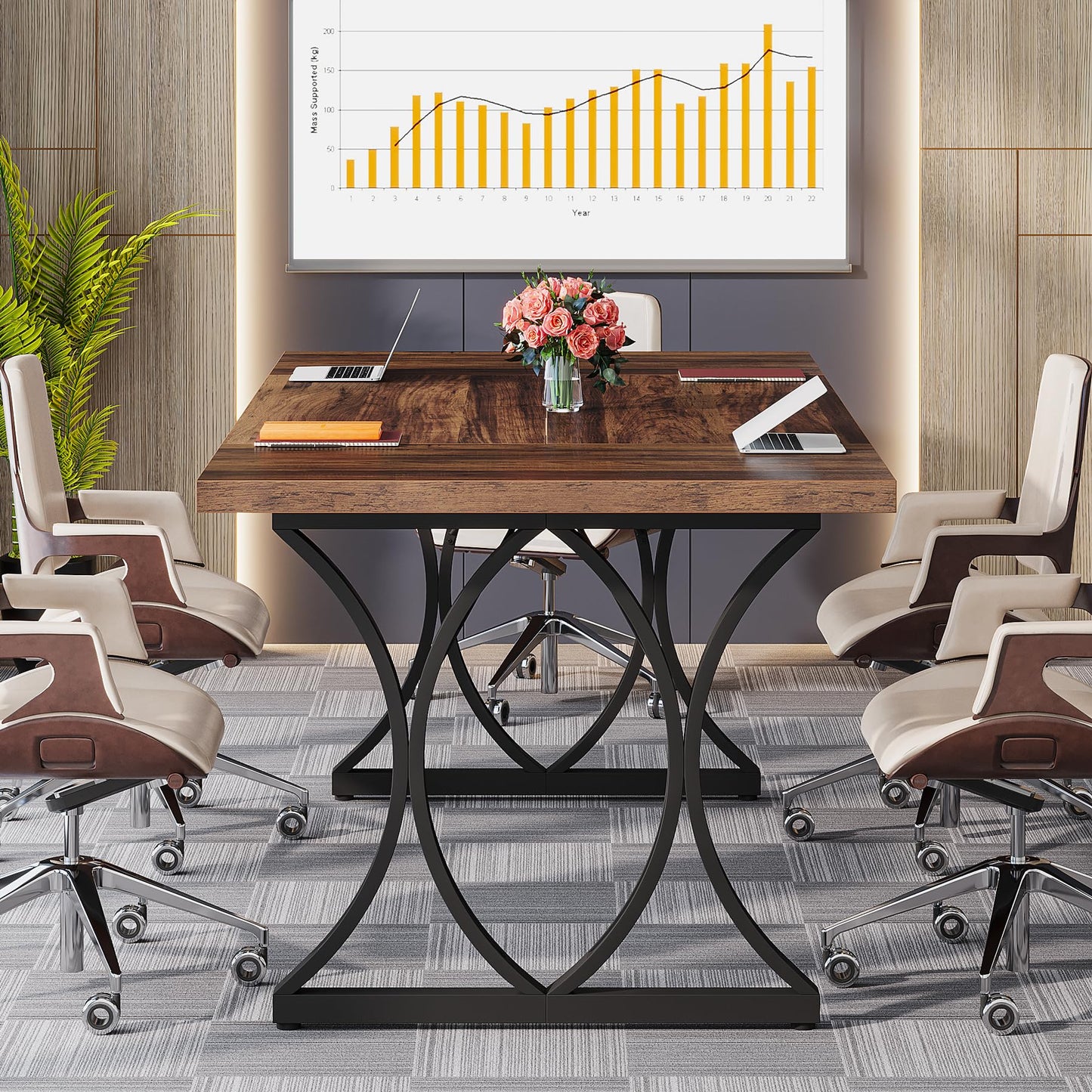 Tribesigns 63 L x31W x 30 H Executive Desk, Farmhouse Wood Computer Desk, Large Home Offcie Table with Black Metal Frame, Long Table (black&rustic) - WoodArtSupply