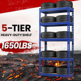 Yaheetech Storage Shelves 5 Tier Garage Shelving Heavy Duty Garage Shelves Adjustable Metal Shelving Unit Utility Rack Industrial Shelving for Warehouse Pantry Closet, 27.5" W x 12" D x 60" H, Blue Yaheetech