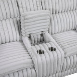 Lexicon Manual Double Reclining Loveseat with Center Console, Corduroy Manual Wall Hugger Recliner Couch, Pillow Top Arms, Cup Holders, Hidden Storage, Cozy Loveseat for Living Room, Gray Lexicon