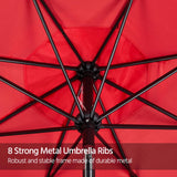 Yaheetech 10FT Patio Umbrella Outdoor Patio Yard Market Table Umbrella with Push Button Tilt & Crank for Garden/Beach/Lawn/Deck/Backyard/Pool, 8 Ribs, Red Yaheetech