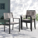 Sundale Outdoor Metal Dining Set for 6, 6-Piece Patio Dining Table and Stackable Rattan Chairs Set with Headrests and Cushions for Backyard, Garden, Deck, Light Gray Sundale Outdoor