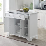 Crosley Furniture Avery Rolling Kitchen Island Storage Cart with Shelves, Microwave Stand, Coffee Bar, Distressed White Crosley Furniture