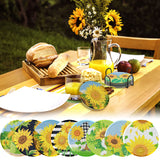 8 Pieces Sunflower Diamond Art Painting Coasters DIY 5D Full Drill Coasters Acrylic Round Cup Coaster with Holder Cork Pads for Spring Summer Party Home Decor DIY Crafts Augisteen