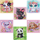 NANZHOO Diamond Art Kits for Kids, 6 Pack 5D Cartoon Diamond Painting Kits for Adults Beginner, Cute Animals DIY Big Gem Art Arts and Crafts for Kid Mosaic Kits for Gift Home Wall Decoration 6X6 inch NANZHOO