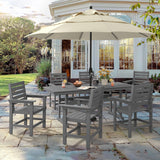 Homenjoy 9 Pieces Patio Table and Chairs Set, HDPS Weather Resistant Outdoor Patio Dining Set with Umbrell Hole, Rectangle Outdoor Dining Table with 8 Patio Chairs for Balcony Backyard Deck, Grey Homenjoy