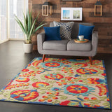 Nourison Home Aloha Indoor/Outdoor Multicolor 6' x 9' Area Rug, Easy Cleaning, Non Shedding, Bed Room, Living Room, Dining Room, Backyard, Deck, Patio (6x9) Nourison