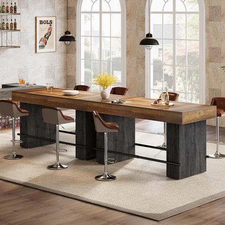 Tribesigns 63 Inch Bar Table, Industrial Counter Height Pub Dining Table, Rectangular Home Bar Units with Metal Footrest for Home Kitchen, Dining Room, Bistro Tribesigns