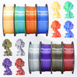BBLIFE 8 Spools Dual Color Silk PLA 3D Printer Filament Bundle, Silk White/Black, Red/Black, Gold/Black, Purple/Black, Purple/Blue, Red/Gold, Green/Blue, Yellow/Pink, 1.75mm Bicolor Silk PLA 250gX8 Bblife