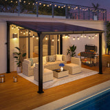 Patiopia 10 * 12FT Pergola,4 * 4 Inch Thickened Pillars & Enlarged Base,Outdoor Hardtop Lean to Gazebo,Wall Mounted Pergola,Pergolas Gazebos Clearance,Aluminum Frame Pergola,UV Resistant Patio Roof PATIOPIA