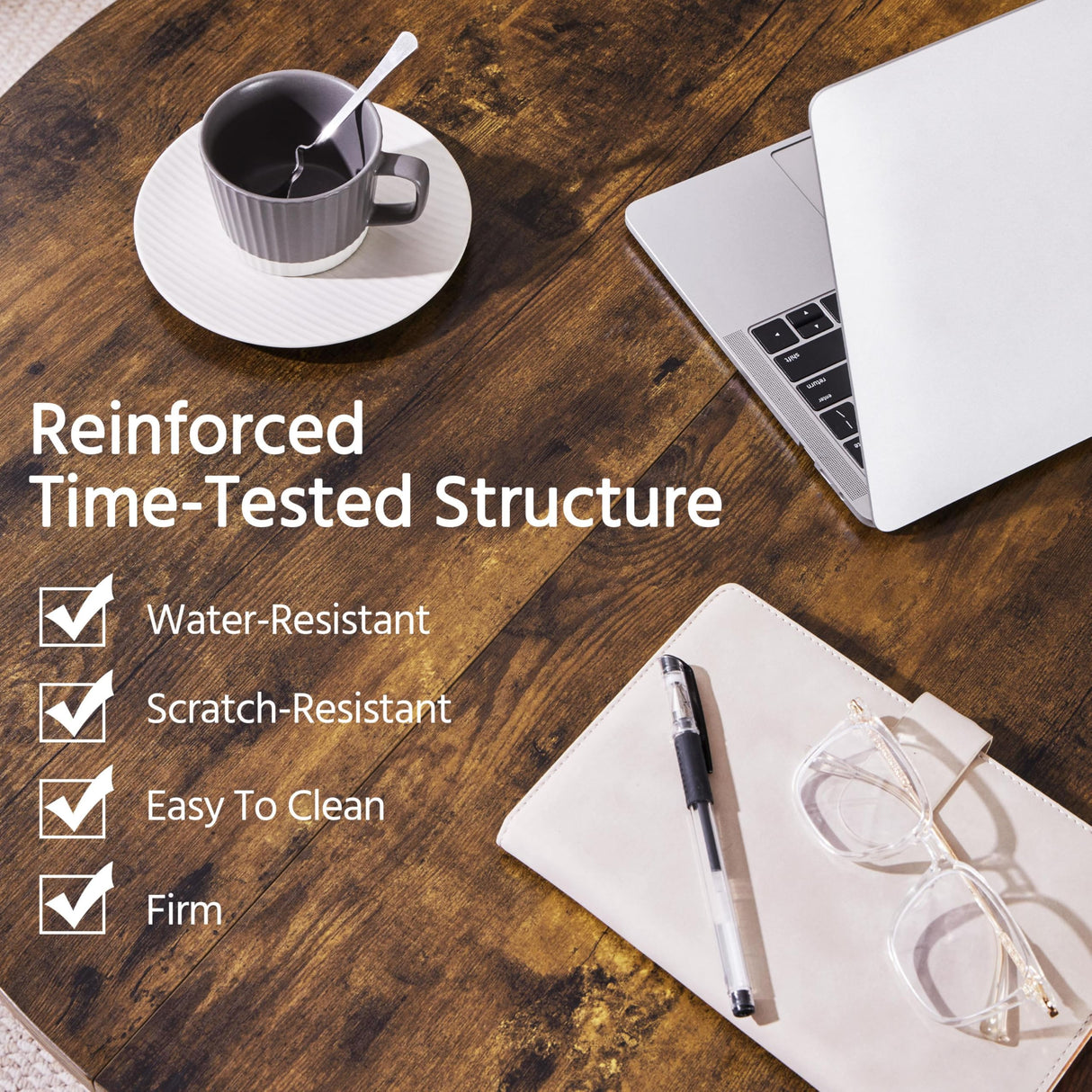 Yaheetech Round Coffee Table, Small Coffee Table for Living Room, Rustic Wood Circle Modern Center Table with Sturdy Metal Legs, Easy to Assemble, 35.5 x 18 Inches Yaheetech