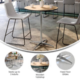 Flash Furniture Lars 30'' Round Wood Cocktail Table with 30'' and 42'' Columns, Adjustable Wood Bar Height Table for Events or Home Use, Natural Flash Furniture