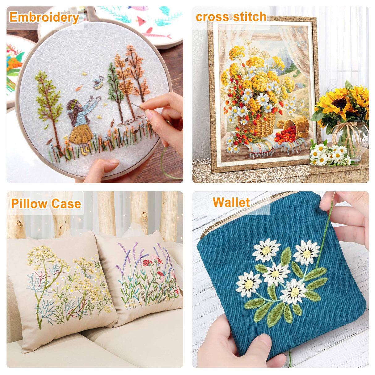 Inscraft 403 Pack Embroidery Floss Set, 250 Colors Cross Stitch Friendship Bracelet Thread with 153 Pcs Cross Stitch Tool, 4-Tier Transparent Box for Storage INSCRAFT