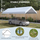 Outsunny 10' x 20' Party Tent and Carport, Height Adjustable Portable Garage, Outdoor Canopy Tent 8 Legs Without Sidewalls for Car, Truck, Boat, Motorcycle, Bike, Garden Tools, White Outsunny