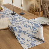 Pastoral Table Runner - 14 x 72 Inch Rectangle - Beige Linen - Washable Tabletop with Dust-Proof Wrinkle Resistant for Restaurant, Picnic, Indoor and Outdoor Dining, Floral (Dark Blue) YiHomer