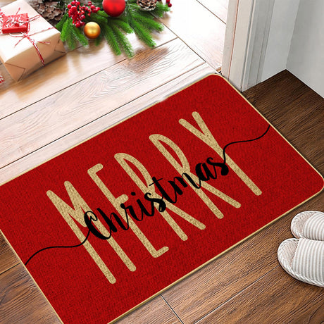 ARTDMT Red Merry Christmas Welcome Decorative Doormat, Winter Seasonal Door Mat Christmas Holiday Low-Profile Floor Switch Mat for Indoor Outdoor 17 x 29 Inch ARTDMT