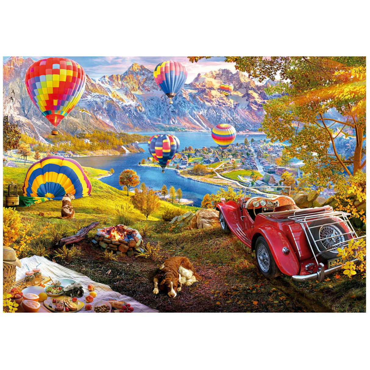 Educa - Hot Air Balloon Valley - 3000 Piece Jigsaw Puzzle - Puzzle Glue Included - Completed Image Measures 47.24"x 37.79" - Ages 14+ (19947) Educa