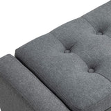 HOMCOM Storage Ottoman, Linen Upholstered Storage Bench with Lift Top and Button Tufted for Living Room, Gray HOMCOM