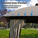 Domi 10'x14' Gazebo with Double Roof Soft Top, Patio Gazebo Canopy Tent, Upgraded 4’‘ Metal Frame for Deck Backyard Garden Lawns Gray domi outdoor living