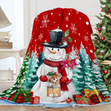Christmas Blanket, Snowman Christmas Throw Blanket, Xmas Decorations for Home, Soft Red Snowman Blankets 50" X 60" pinata
