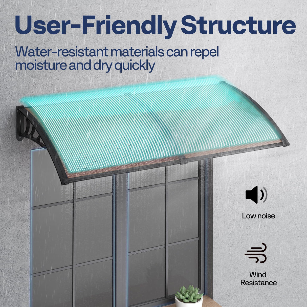 VIVOHOME Polycarbonate Window Door Awning Canopy Brown with Black Bracket 40 Inch x 120 Inch VIVOHOME