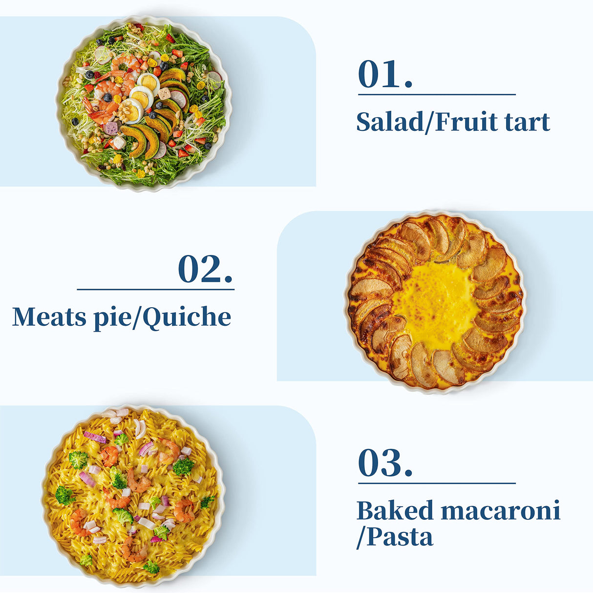 LOVECASA Porcelain Quiche Baking Dish,10 Inch Reusable Pie Pan Quiche Pan, Non-Stick Round Pie Dish, Tart Pan with Ruffled Edge,Pie Pan for Pies | Microwave,Dishwasher,and Oven Safe (White) LOVECASA