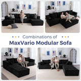 MAXYOYO Modular Sectional Sofa Couch, U Shaped Modern Cloud Couch with 2 Ottomans, Sofa in A Box, Tufted 6-Seat Boneless Sleeper Chair for Living Room, No Assembly Required, Black MAXYOYO