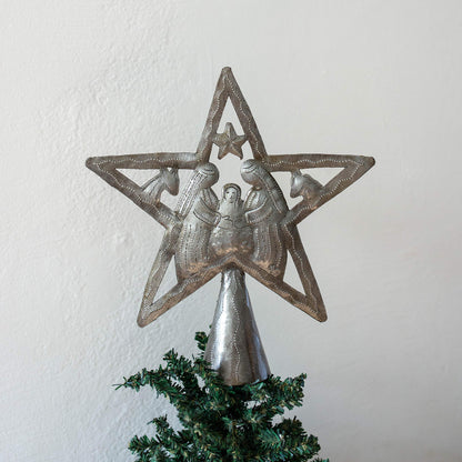 Vineworks Christmas Tree Topper (Star Tree Topper) for Christmas Decorations - Nativity | Haitian Steel Metal Drum Art