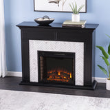 SEI Furniture Torlington Marble Tiled Electric Fireplace - Black SEI Furniture